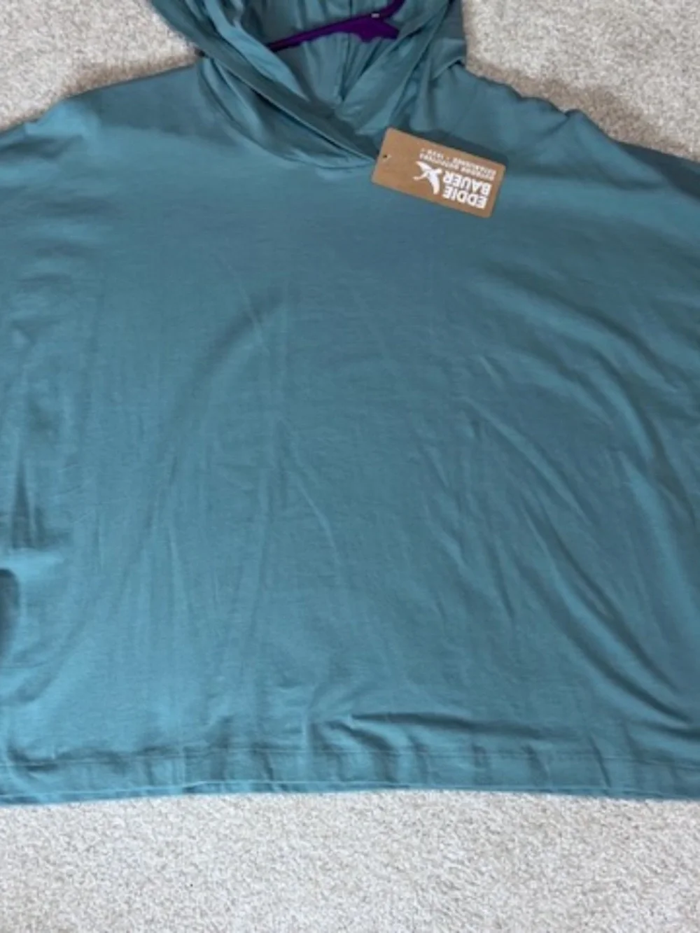 Eddie Bauer Lightweight Cotton Pullover Hoodie Dusty Green Petite Large NWT